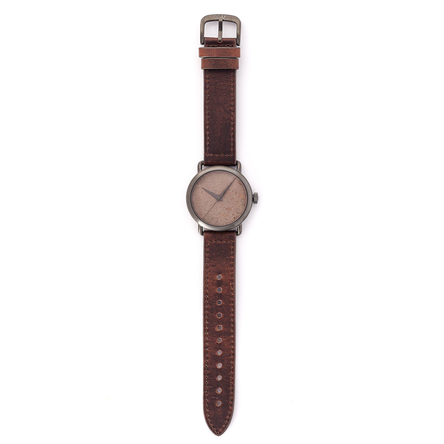 ROUND WATCH 01 GUN STONE CHOCOLATE