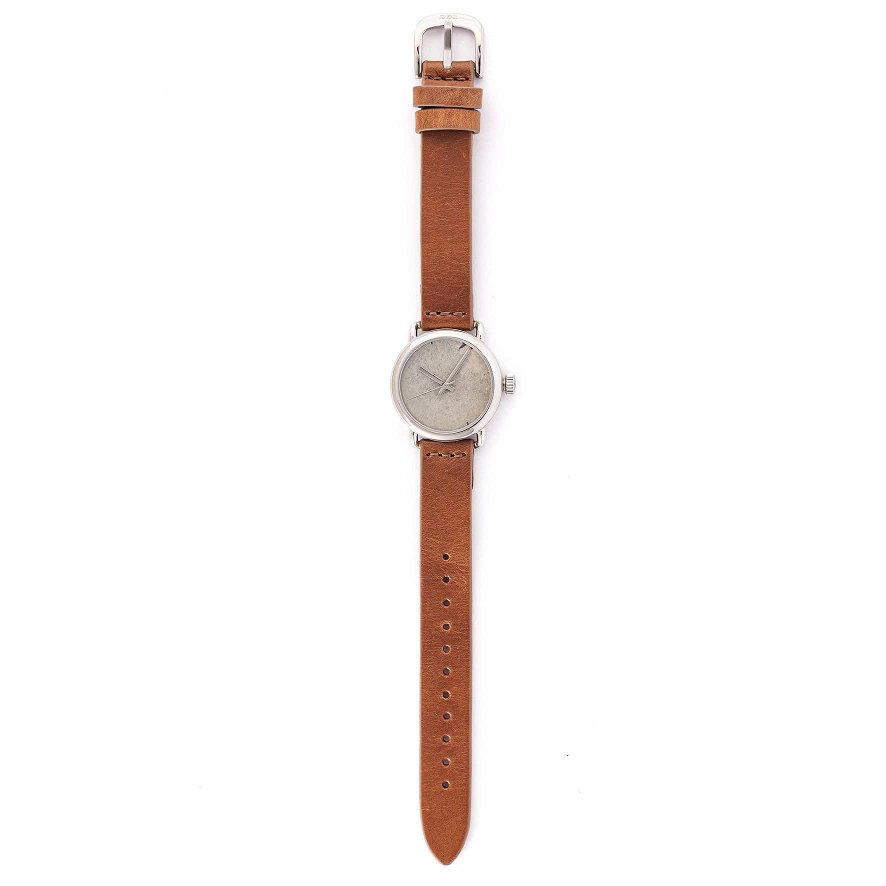 ROUND WATCH 02 SILVER STONE BROWN