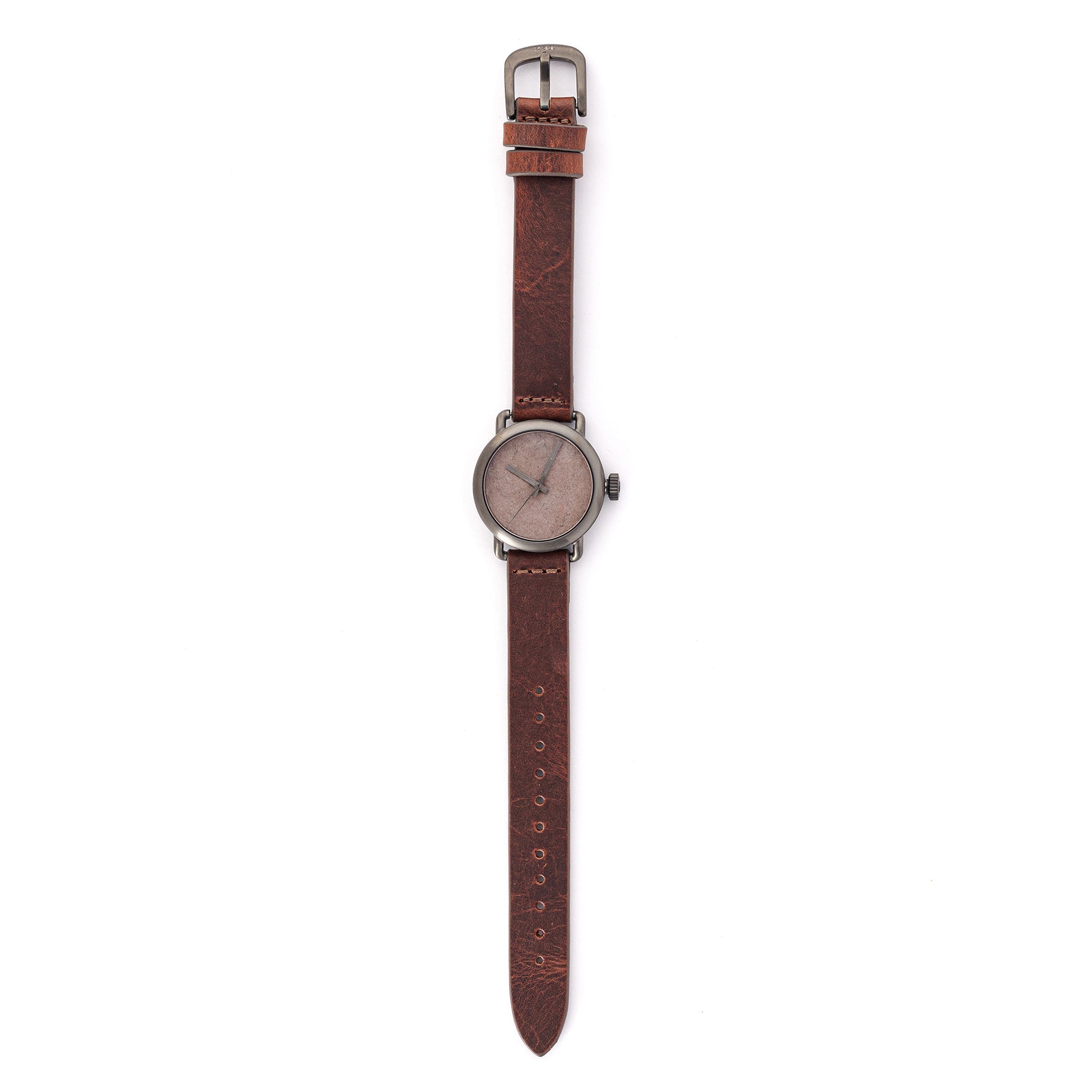 ROUND WATCH 02 GUN STONE CHOCOLATE
